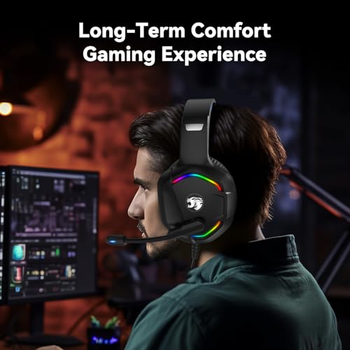 A36 Gaming Headset with Microphone for Pc Xbox One Series Xs Ps4 Ps5 Switch Stereo Wired Noise Cancelling OverEar Headphones with Mic for Computer Laptop Mac Nintendo Gamer Blue