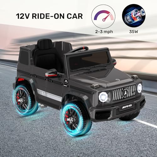 ANPABO Licensed MercedesBenz G63 Car for Kids 12V Ride on Car wParent Remote Control Low Battery Voice Prompt LED Headlight Music Player  Horn Soft Start Kids Electric Vehicle Black