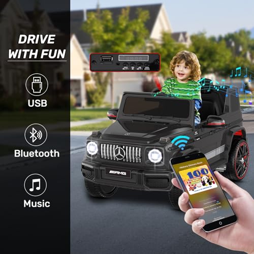 ANPABO Licensed MercedesBenz G63 Car for Kids 12V Ride on Car wParent Remote Control Low Battery Voice Prompt LED Headlight Music Player  Horn Soft Start Kids Electric Vehicle Black