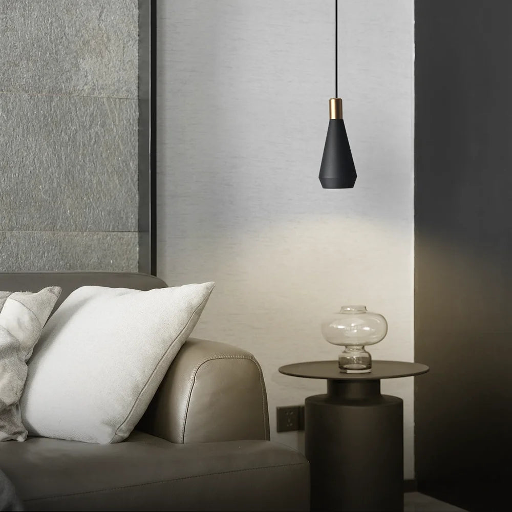 Aisilan LED Luxury Pendant Lamp Modern Kitchen Bedroom Table Dining Room Hanging Light Home Chandelier Black Metal Lampshade