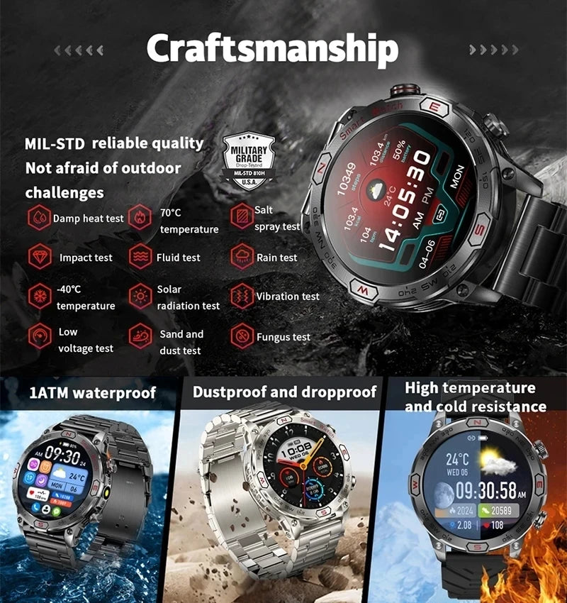 2024 New Outdoor Military GPS Truck Smart Watch Men AMOLED HD Screen Heart Rate IP68 Waterproof Sports Smartwatch For AndroidIOS