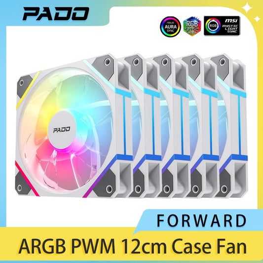 Aigo Pado G12 Computer Case Fan Forward Reverse Ventoinha PC 120mm RGB Fan 4pin PWM CPU Cooling Fan 3pin5v Argb 12cm Ventilador