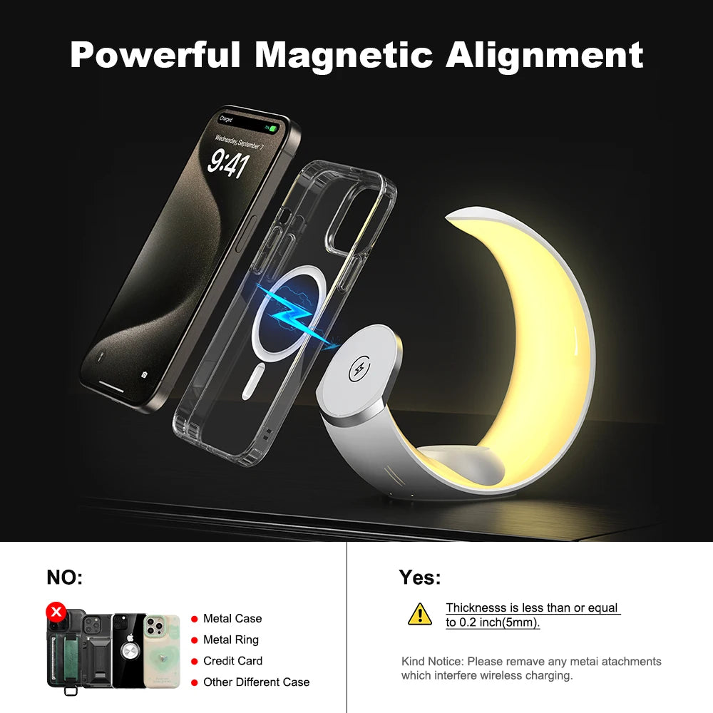 3 in 1 Magnetic Wireless Charger Stand For iPhone 15 14 Pro Airpods Apple Watch 15W Fast Charging RGB Light Station Holder